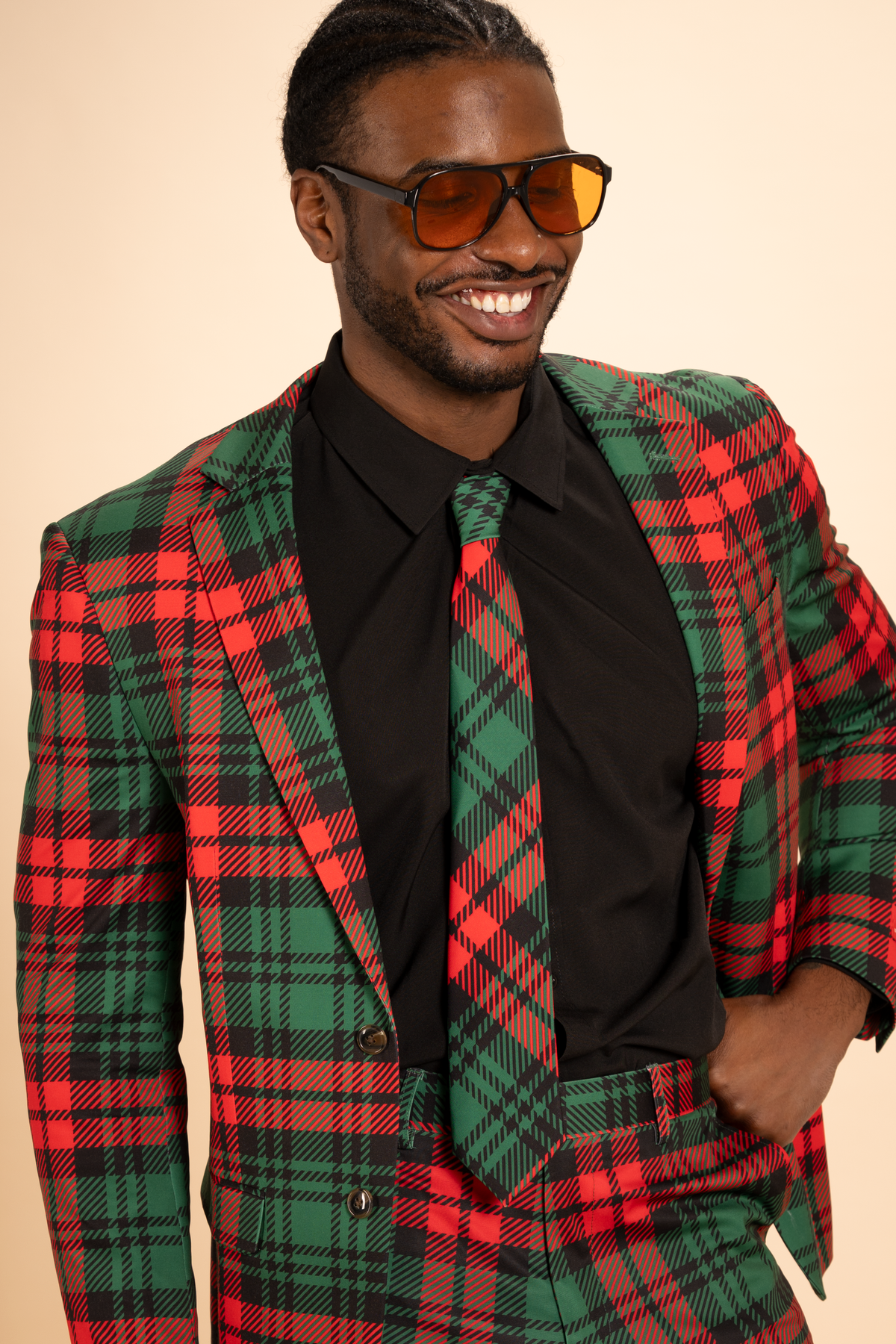 The Lincoln Log Love Daddy | Men's Green Plaid Christmas Men's Novelty Suit
