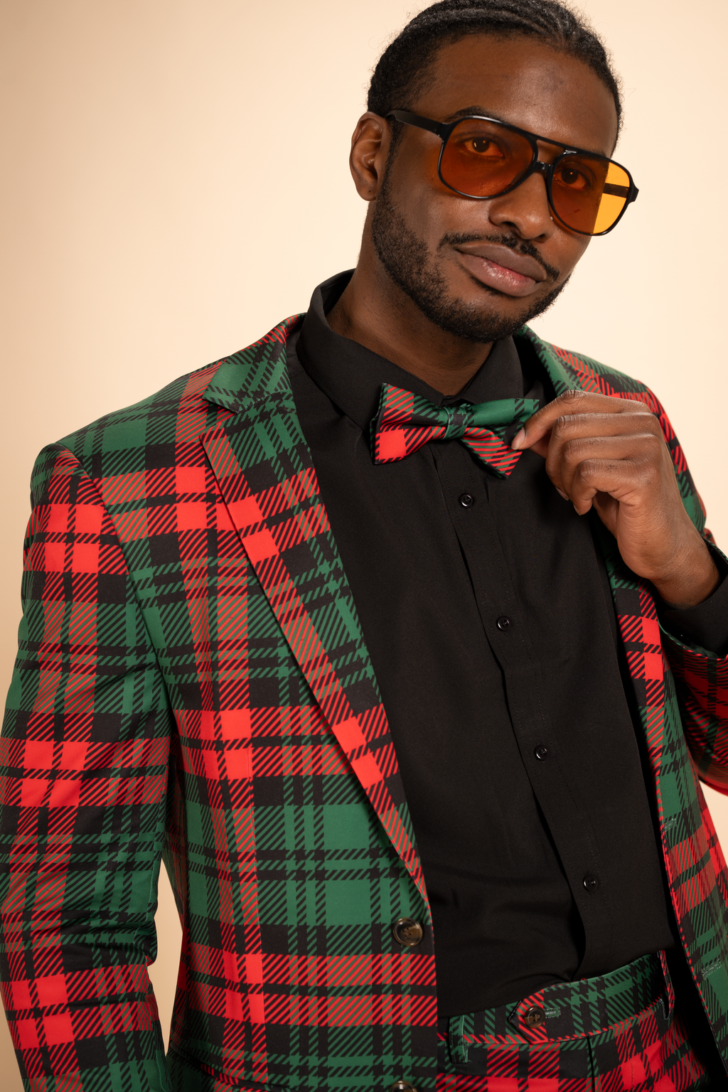 The Lincoln Log Love Daddy | Men's Green Plaid Christmas Men's Printed Bow Tie