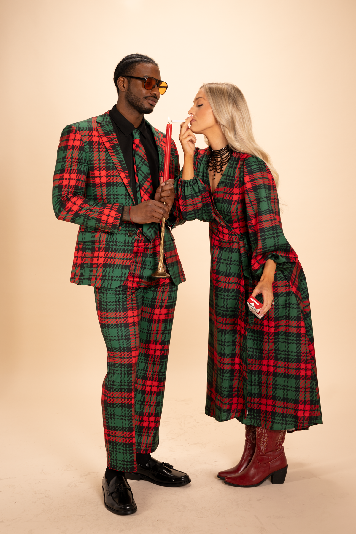 The Lincoln Log Love Daddy | Men's Green Plaid Christmas Men's Novelty Suit