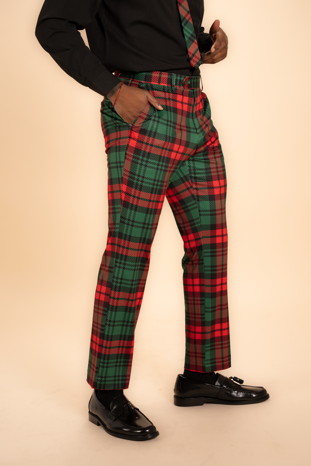 The Lincoln Log Love Daddy | Men's Green Plaid Christmas Men's Printed Suit Pants