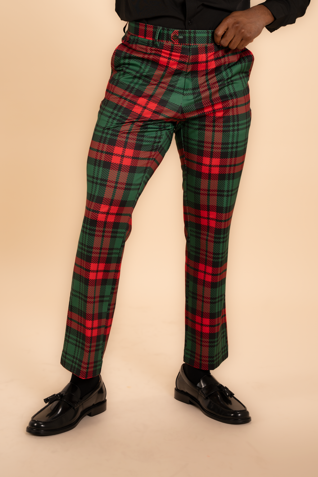 The Lincoln Log Love Daddy | Men's Green Plaid Christmas Men's Printed Suit Pants