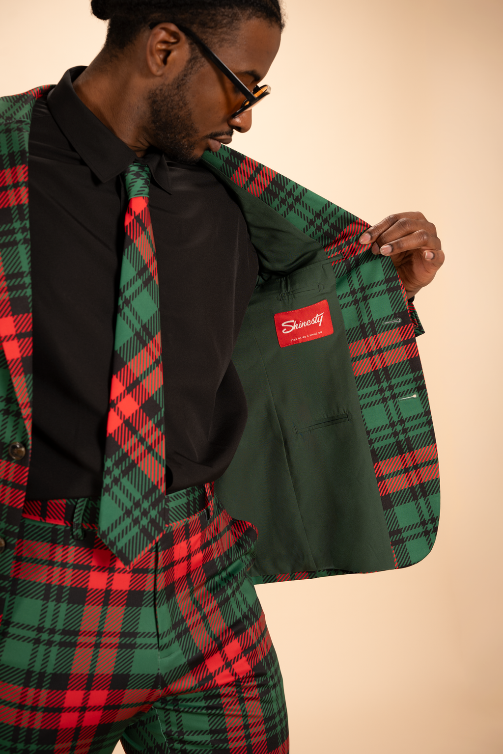 The Lincoln Log Love Daddy | Men's Green Plaid Christmas Men's Novelty Suit