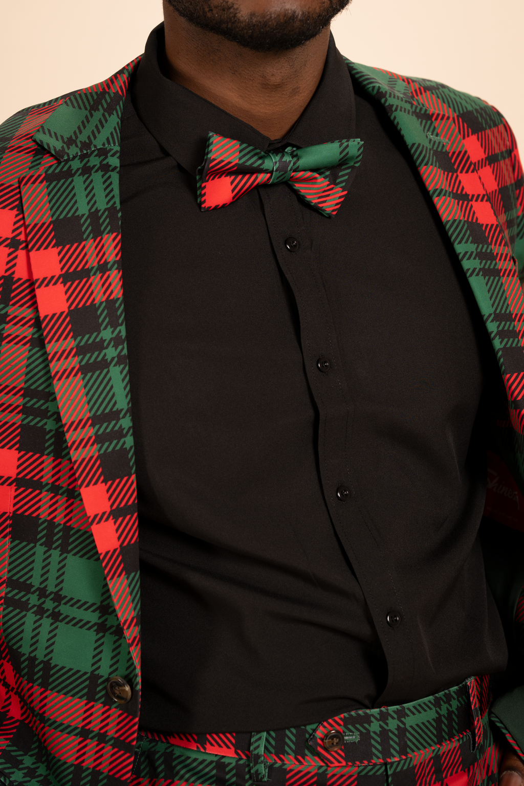 The Lincoln Log Love Daddy | Men's Green Plaid Christmas Men's Printed Bow Tie