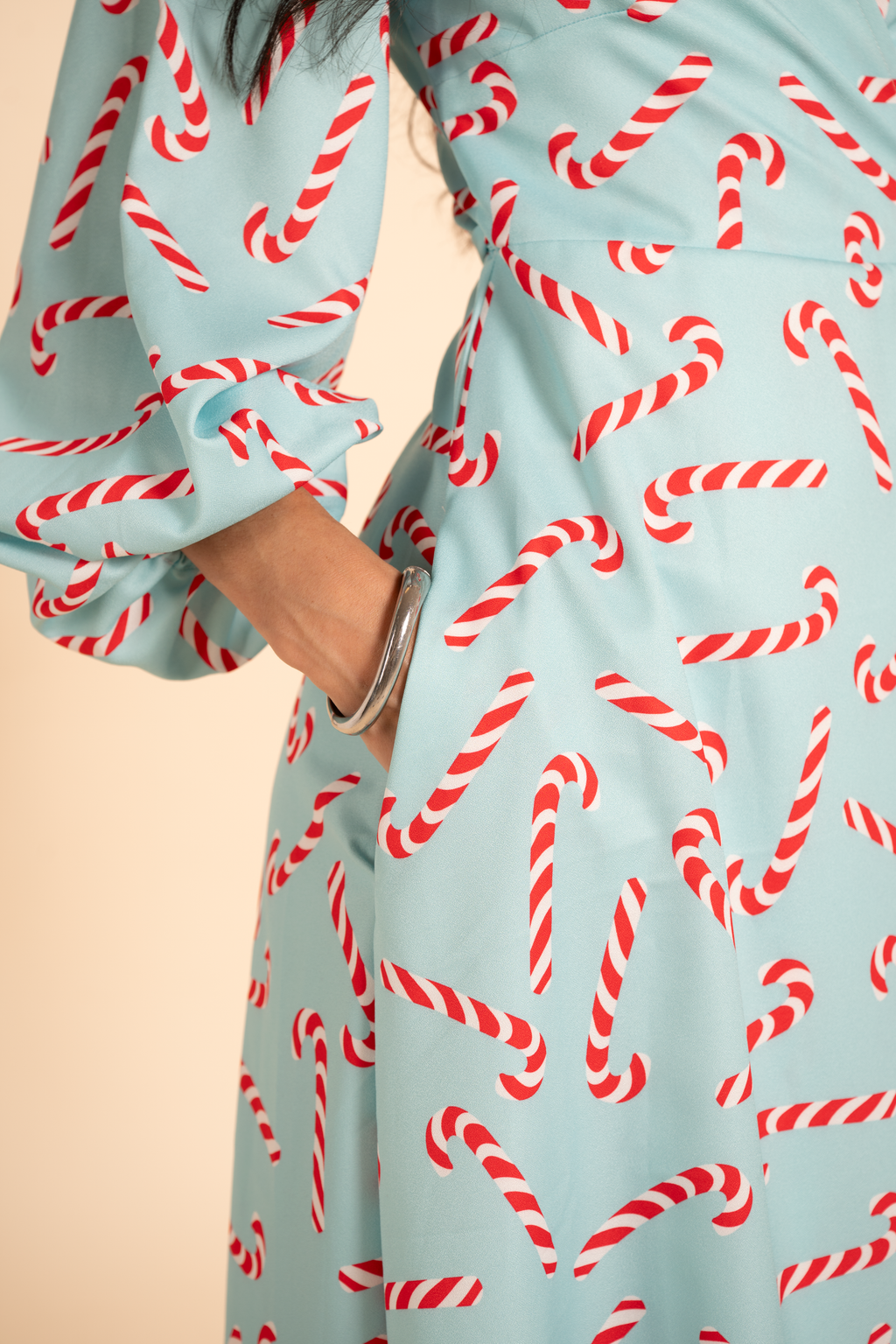 The Peppermint Pimp Canes | Candy Cane Long Sleeve Dress - Shinesty