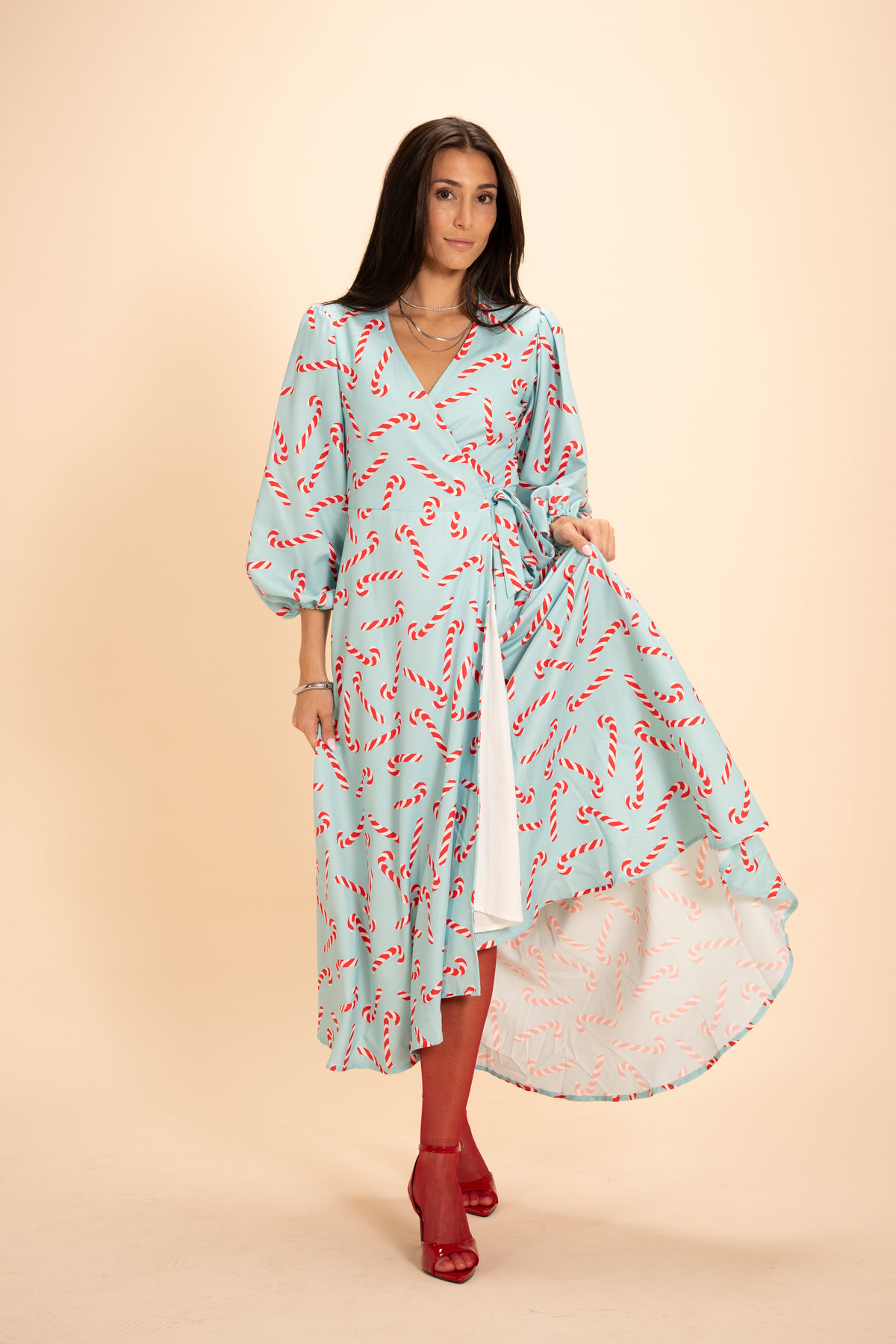 Women's Long Sleeve Dress | Candy Cane – Shinesty