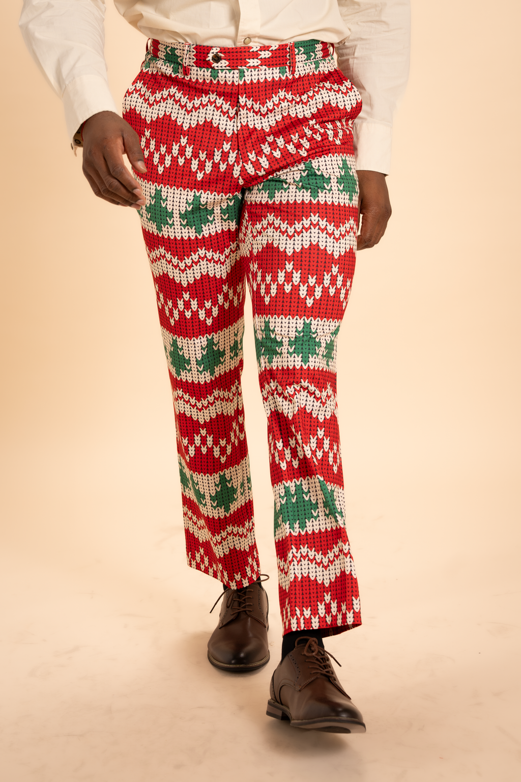 The Red Ryder | Fair Isle Knit Print Men's Printed Suit Pants - Shinesty