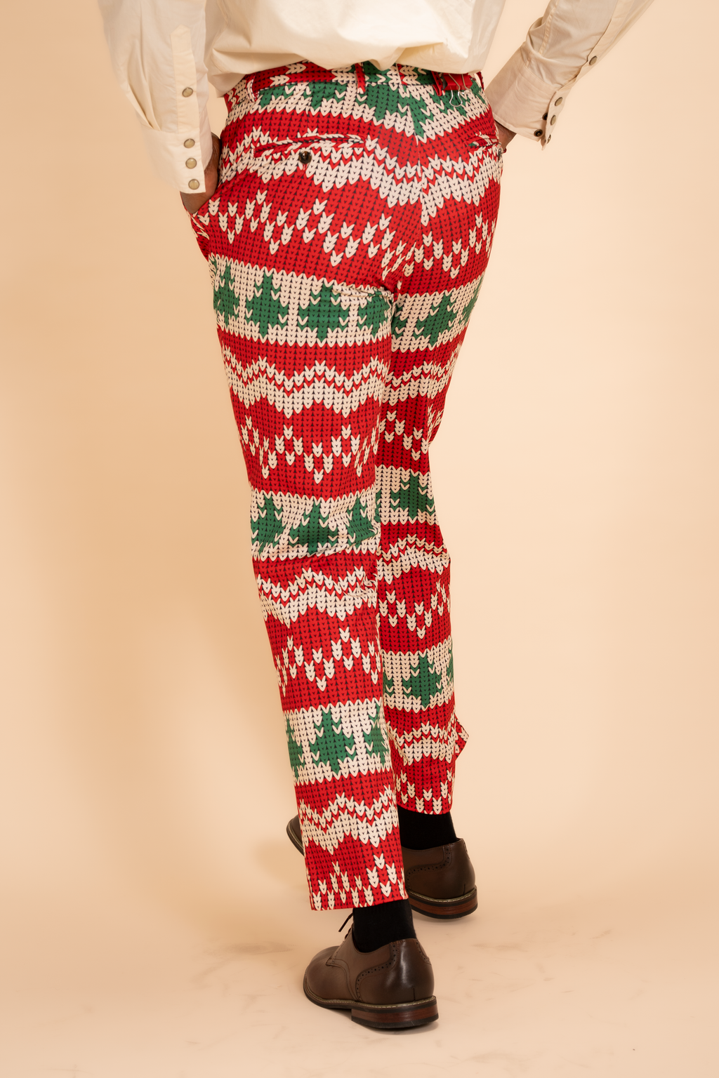 The Red Ryder | Fair Isle Knit Print Men's Printed Suit Pants - Shinesty
