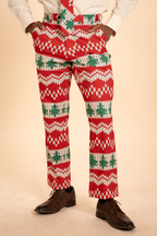 The Red Ryder | Fair Isle Knit Print Men's Printed Suit Pants - Shinesty