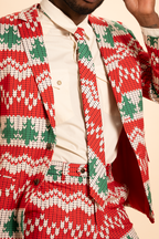 The Red Ryder | Fair Isle Knit Print Men's Printed Party Tie - Shinesty