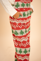 The Red Ryder | Fair Isle Knit Print Women's Wide Leg Pajamarall - Shinesty