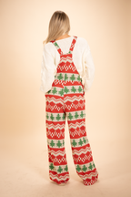 The Red Ryder | Fair Isle Knit Print Women's Wide Leg Pajamarall - Shinesty