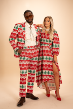 The Red Ryder | Fair Isle Knit Print Men's Printed Suit Pants - Shinesty