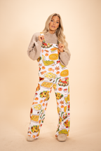 The Spread | White Thanksgiving Women's Wide Leg Pajamarall - Shinesty