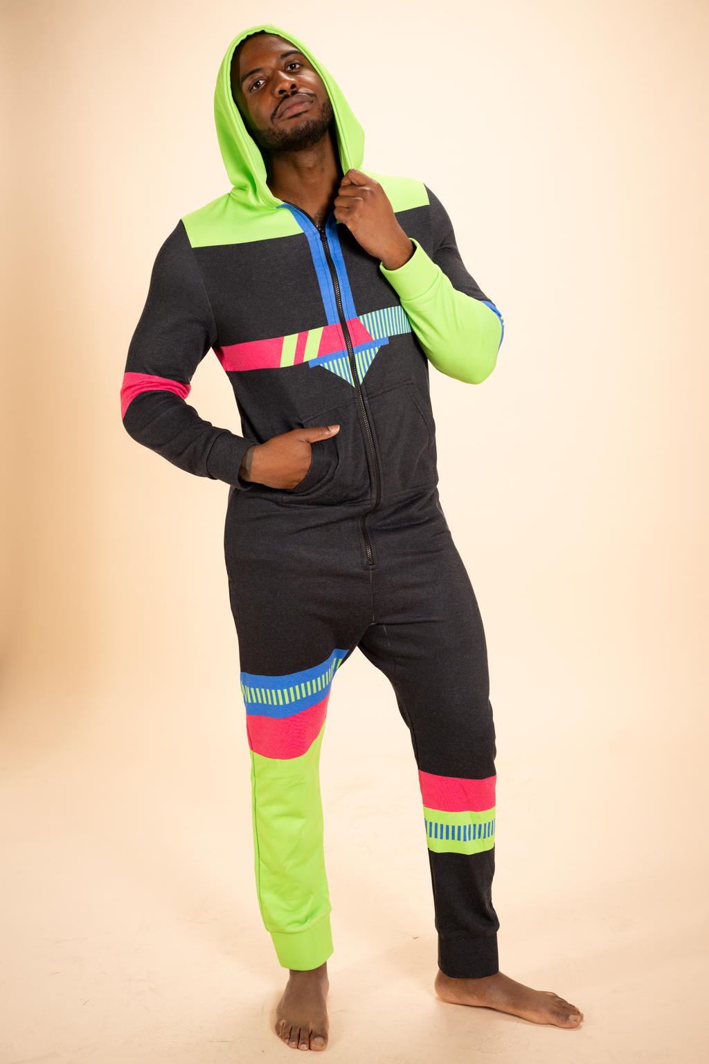 The Steep and Deep | Retro Black Sexy Terry™ Men's Lounge Onesie - Shinesty