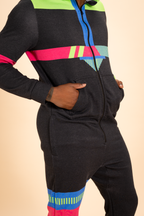 The Steep and Deep | Retro Black Sexy Terry™ Men's Lounge Onesie - Shinesty