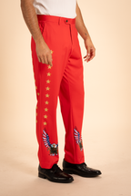 The Sunday Best | Red USA Men's Printed Suit Pants - Shinesty