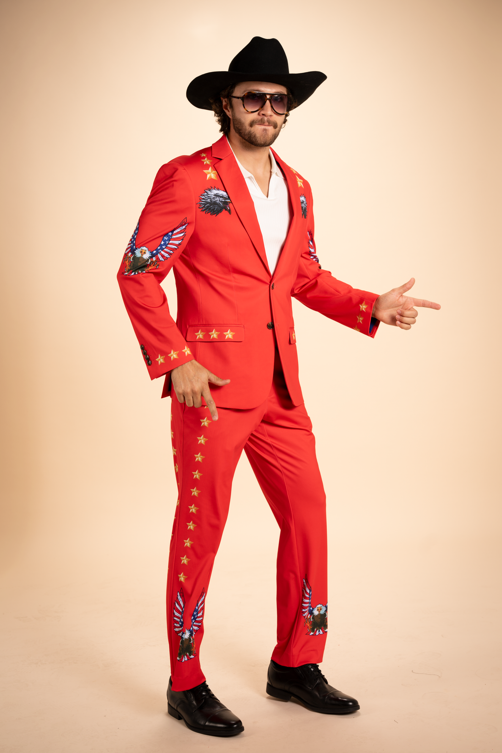 The Sunday Best | Red USA Men's Printed Suit Pants - Shinesty