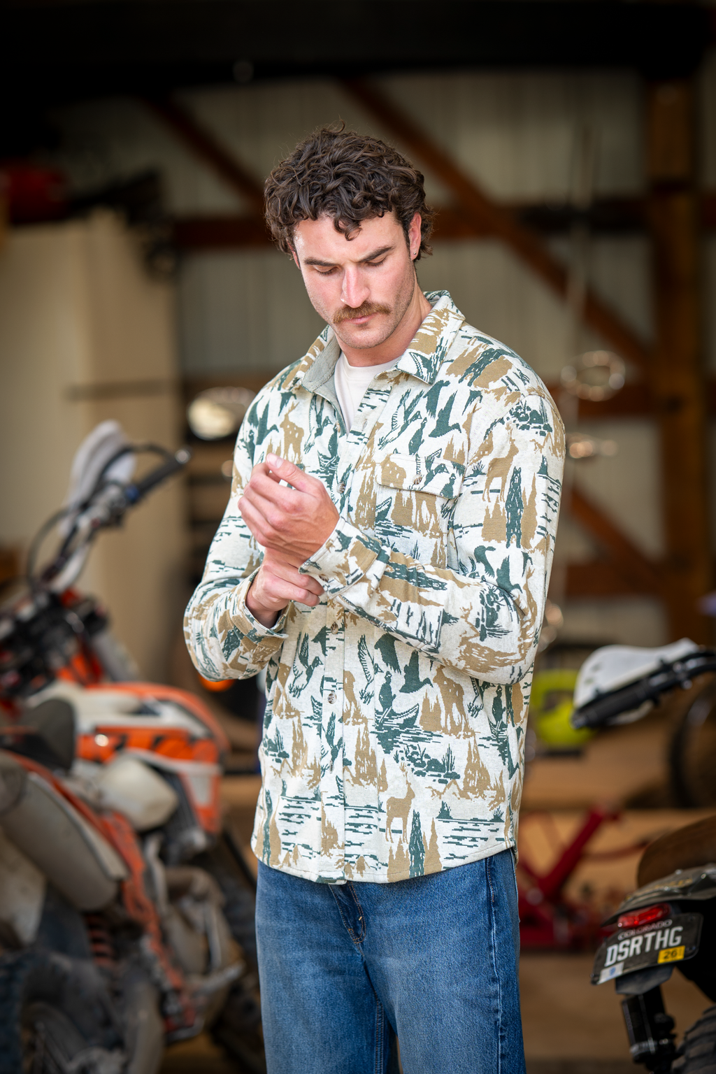 The Trophy | Deer and Geese Chinchilla Soft™ Long Sleeve Stretch Button Up Shirt - Shinesty