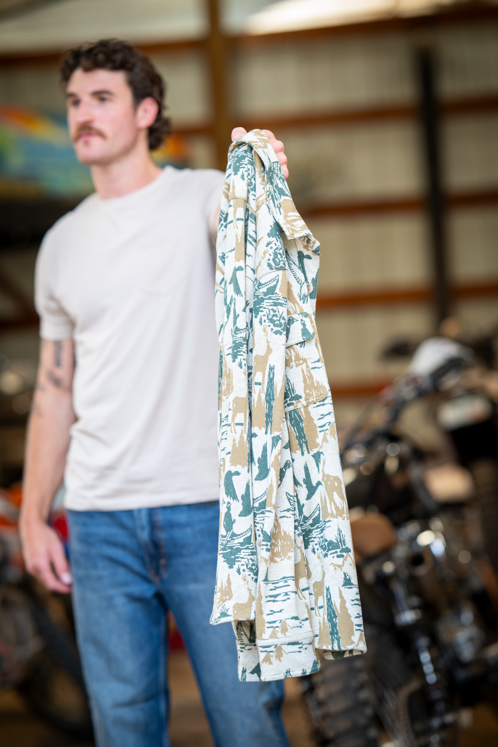 The Trophy | Deer and Geese Chinchilla Soft™ Long Sleeve Stretch Button Up Shirt - Shinesty