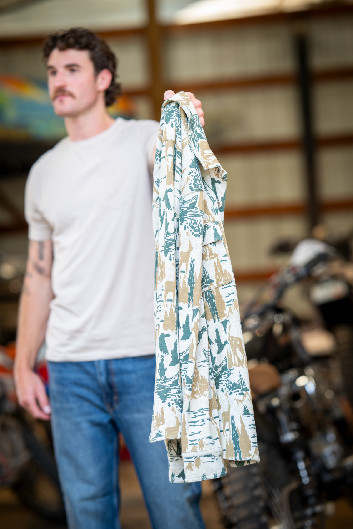 The Trophy | Deer and Geese Chinchilla Soft™ Long Sleeve Stretch Button Up Shirt - Shinesty