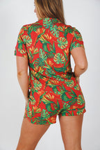 The Wiener In Paradise | Shinesty X Wienerschnitzel Tropical Button Down Short Pajama Set - Shinesty