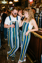 The Dubliner | Ladies Unisex Retro Striped Vintage Overalls - Shinesty