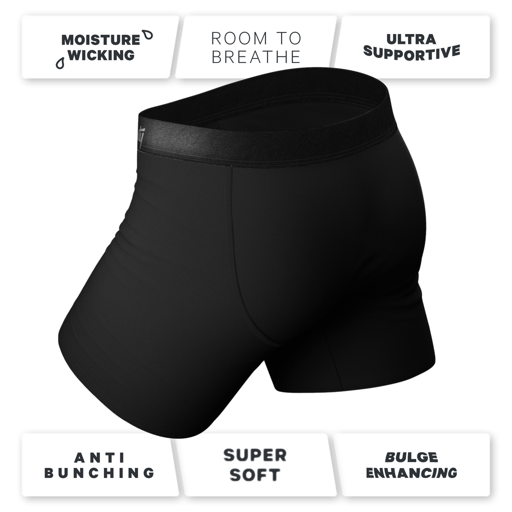 The Threat Level Midnight | Black Ball Hammock® Pouch Underwear With Fly - Shinesty