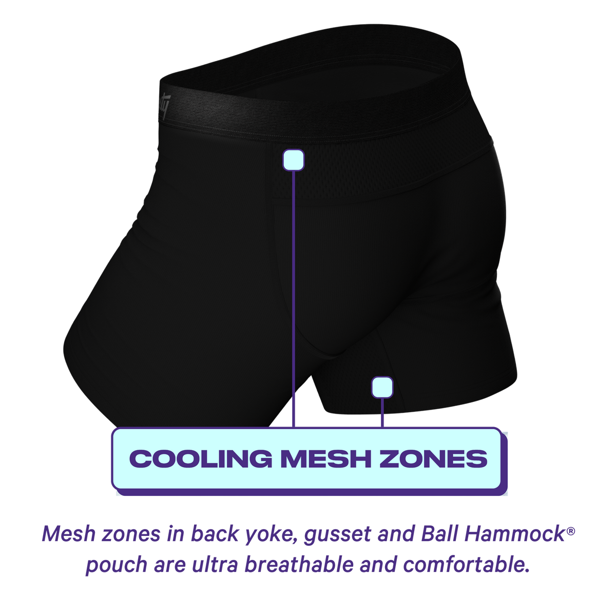 The Threat Level Midnight | Black Cooling Ball Hammock® Underwear With Fly 3 Pack - Shinesty