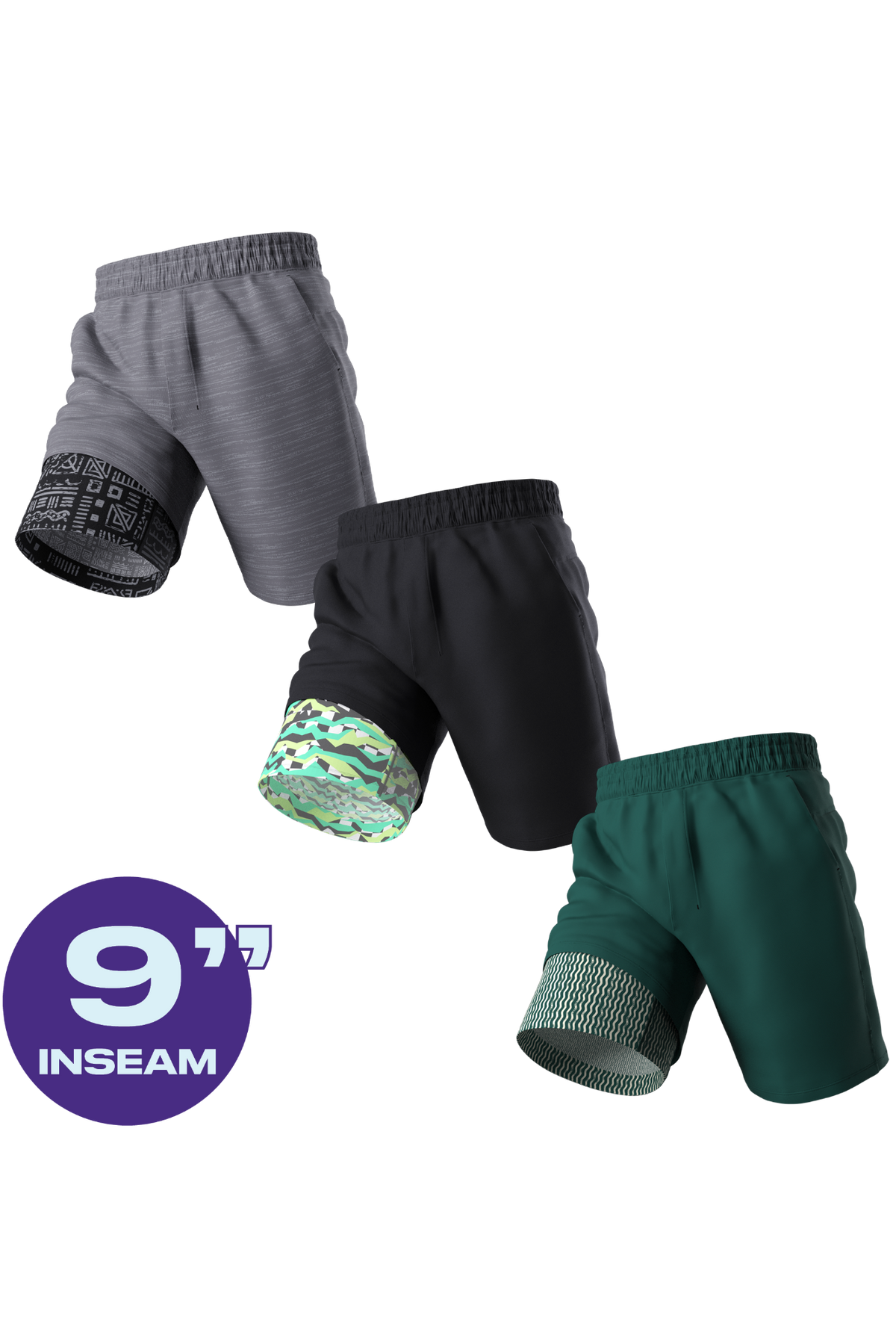The Three A Day | Ball Hammock® 9 Inch Athletic Shorts 3 Pack - Shinesty