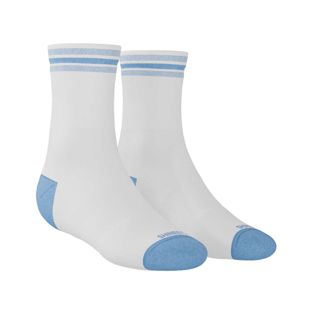 The Tickler | Powder Blue Stripe Heel Hammock™ Quarter Crew Socks - Shinesty