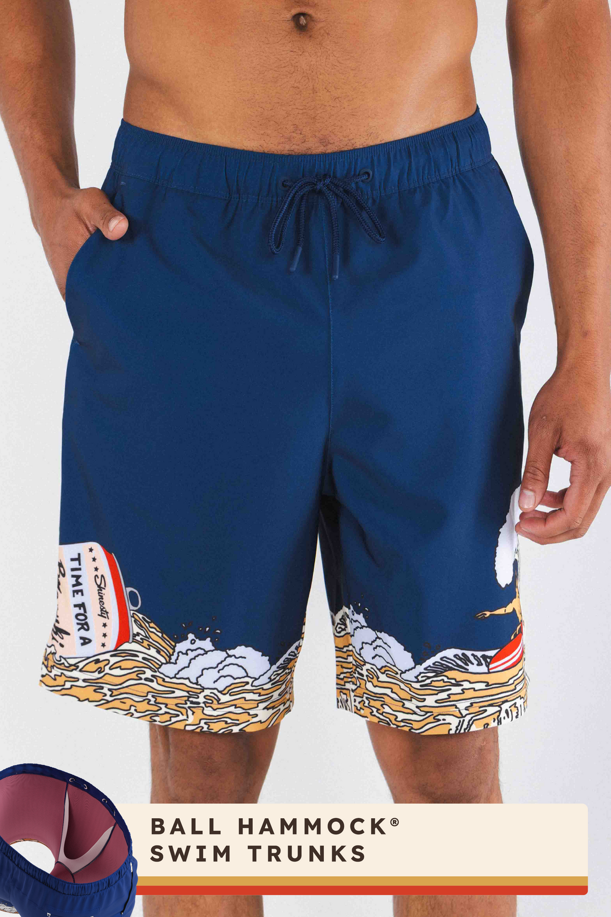 The Tidal Lager | Beer Surfer Ball Hammock® Pouch 8" Swim Trunks - Shinesty