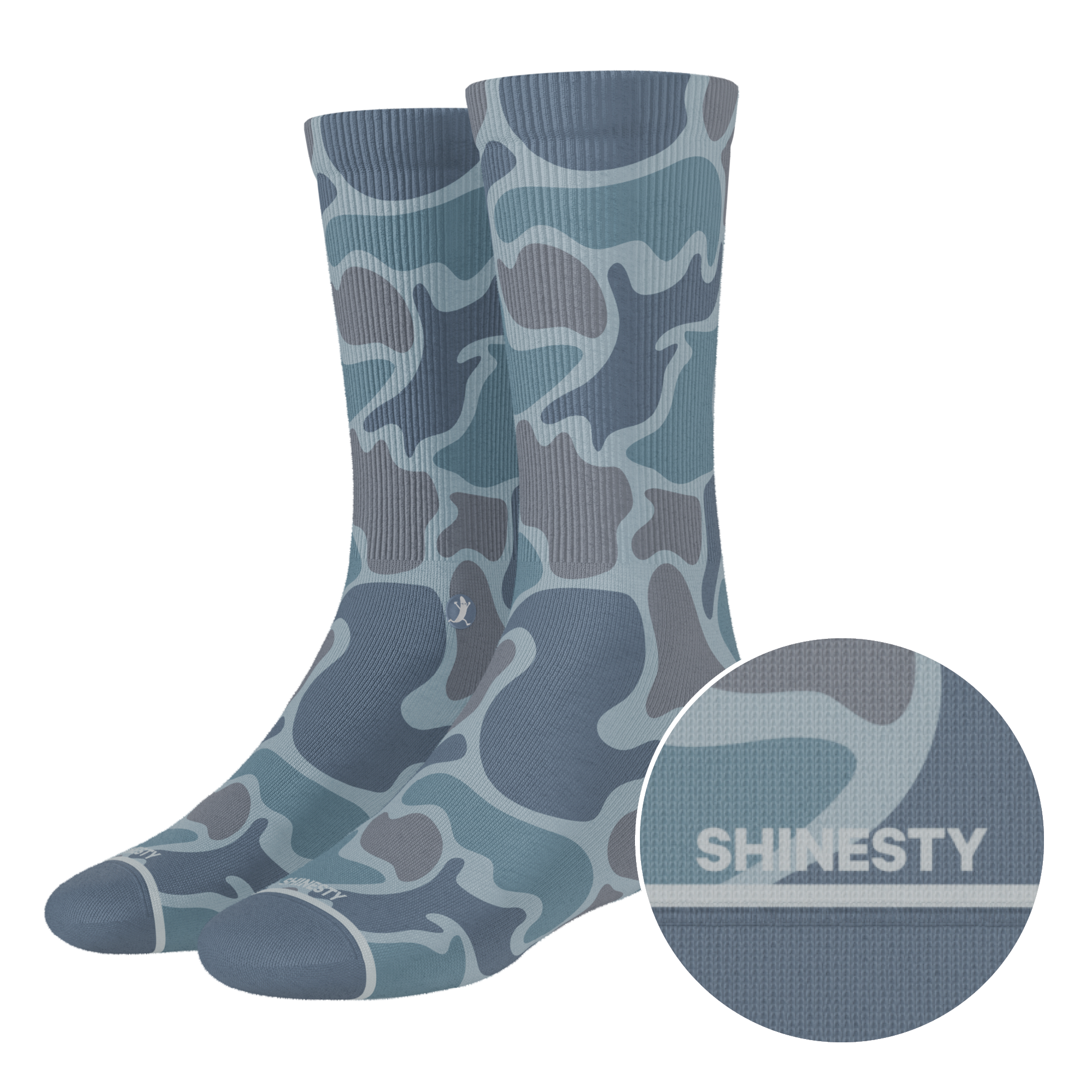 The Trail Runner | Tonal Grey Camoflauge Heel Hammock™ Crew Socks - Shinesty