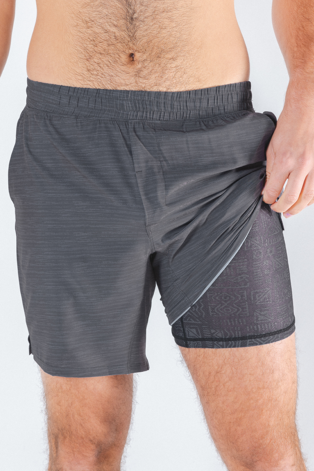 The Tribal Council | Grey Tonal Island Block Ball Hammock® 7 Inch Athletic Shorts - Shinesty
