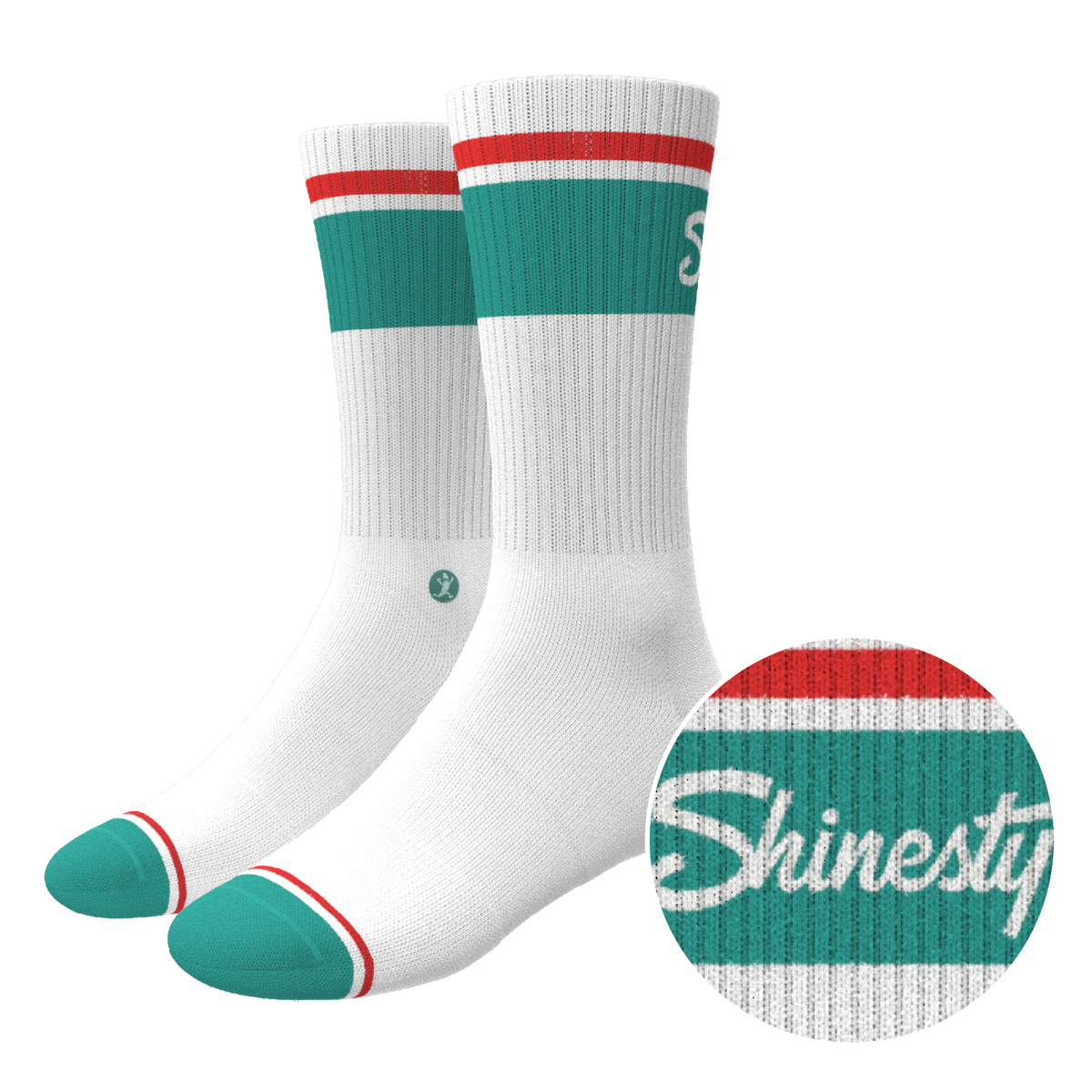 The Turks and Caicos | White and Teal Heel Hammock™ Crew Socks - Shinesty