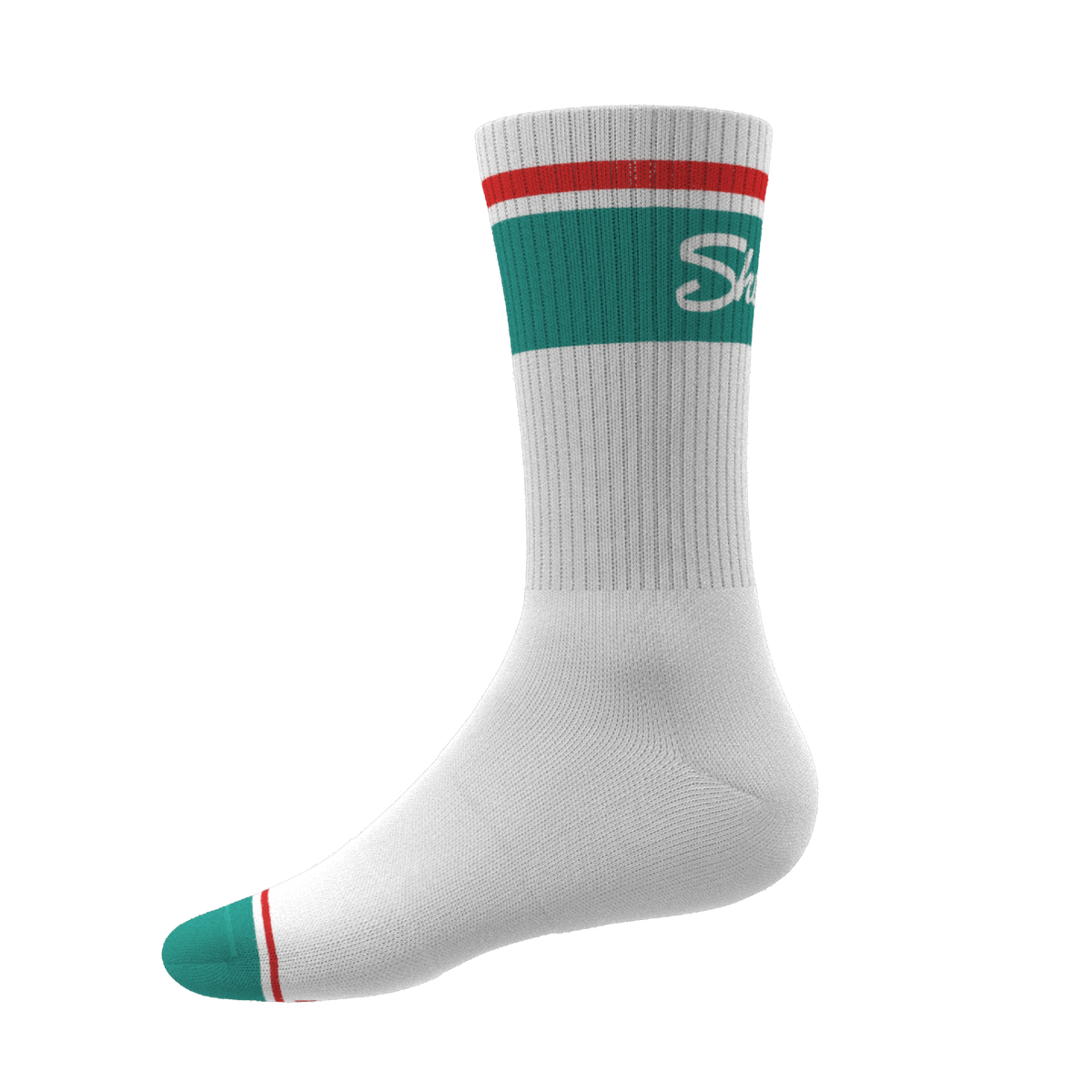 The Turks and Caicos | White and Teal Heel Hammock™ Crew Socks - Shinesty