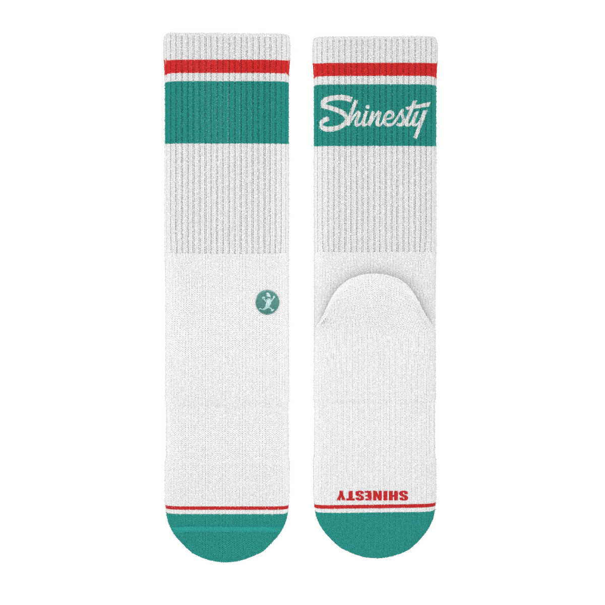 The Turks and Caicos | White and Teal Heel Hammock™ Crew Socks - Shinesty