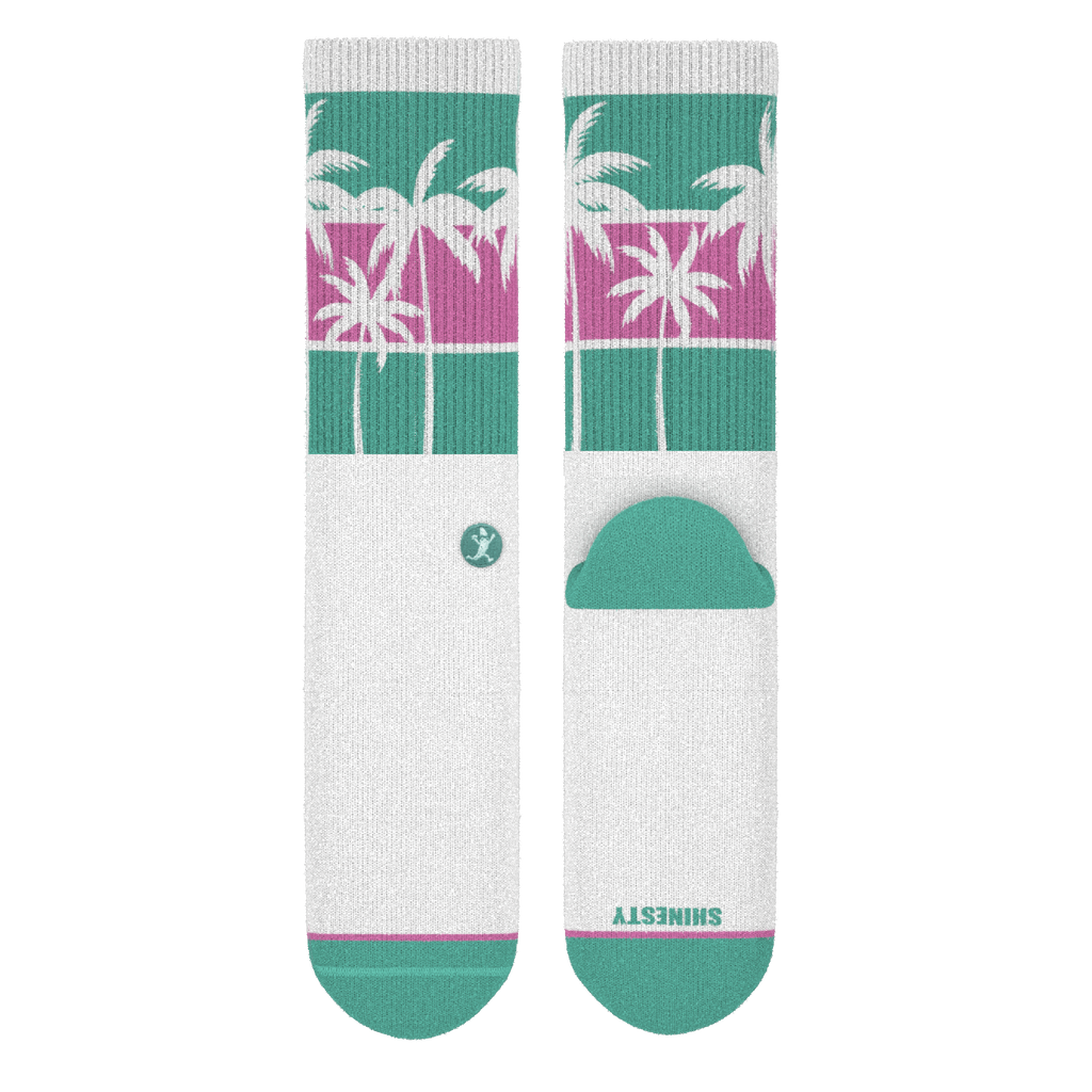 The Venice Beach | Palm Trees Heel Hammock™ Crew Socks - Shinesty