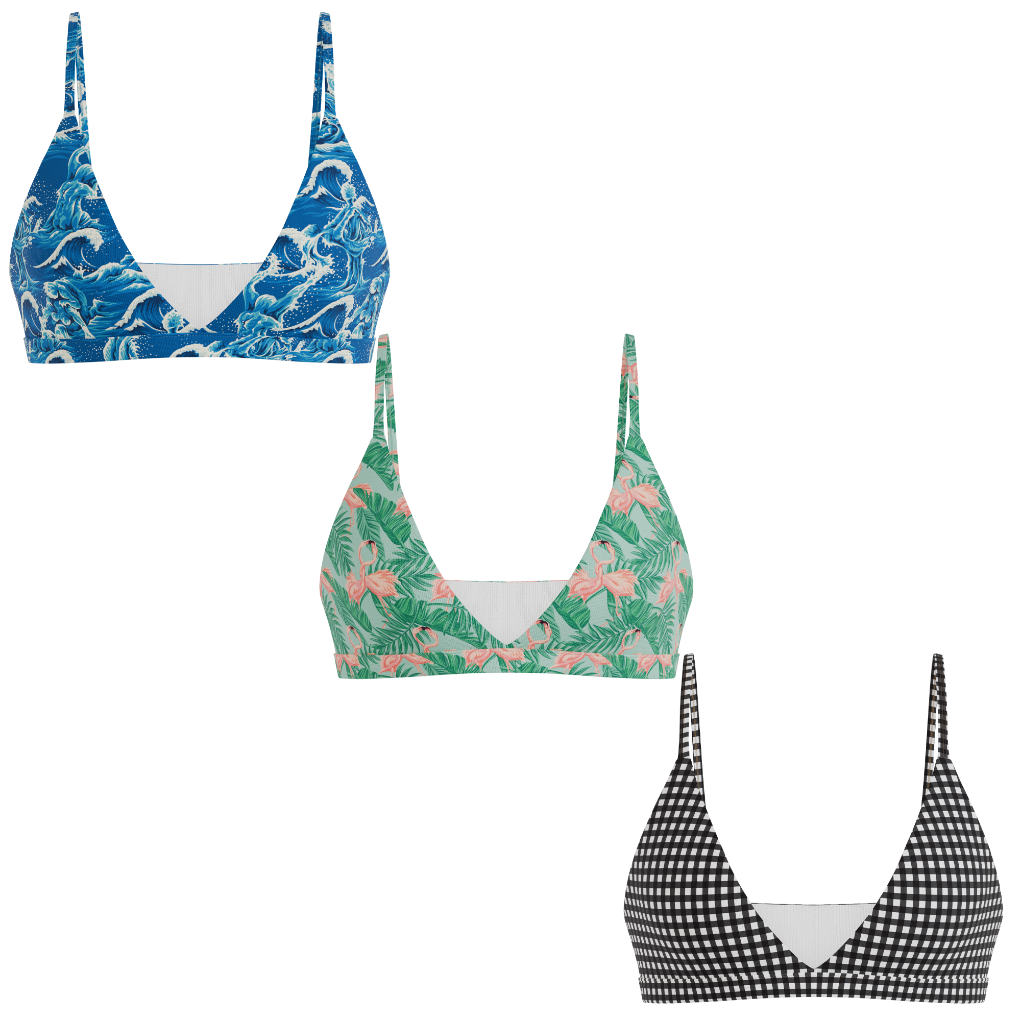 The Wet & Wild | Boob Hammock™ Triangle Bralette 3 Pack - Shinesty