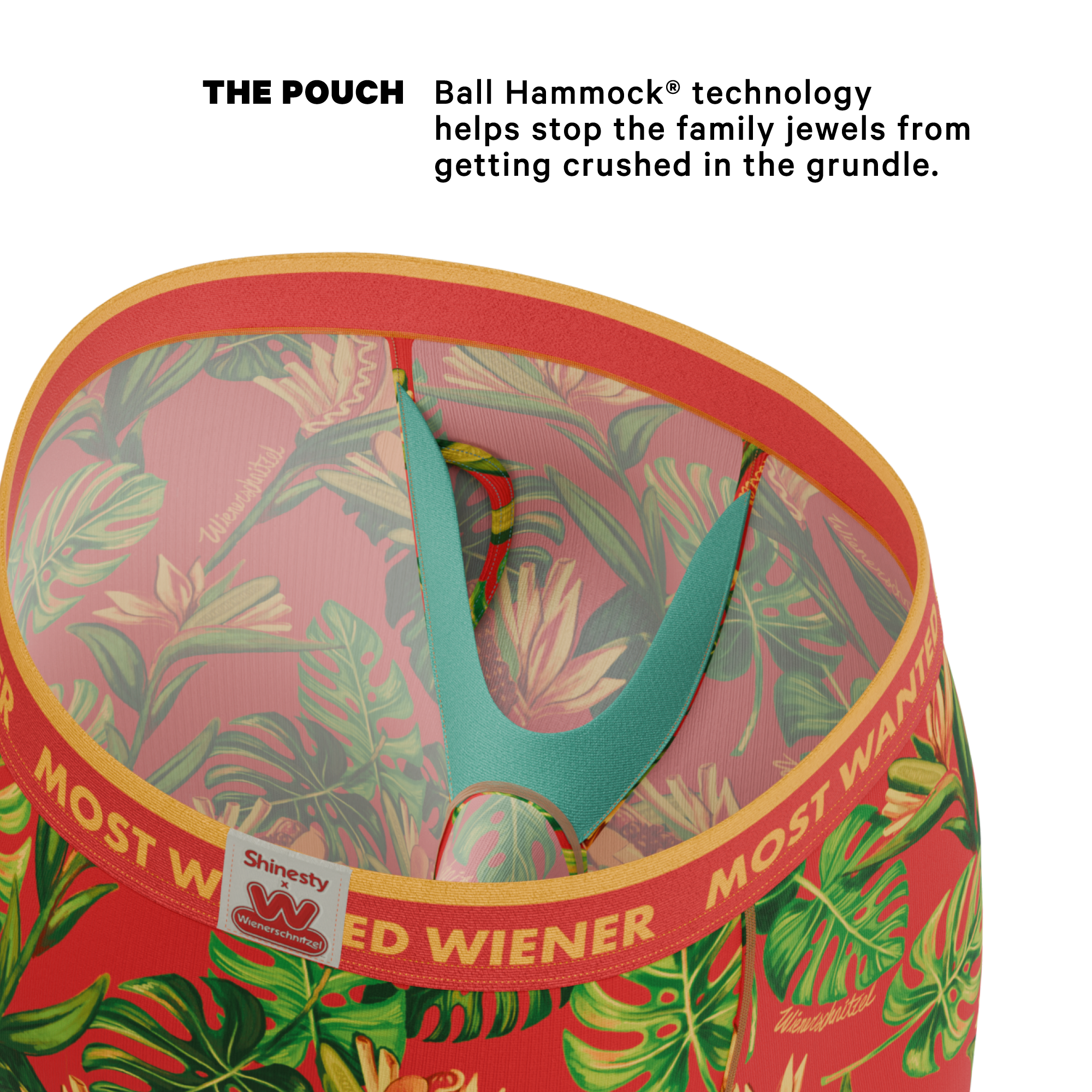 The Wiener In Paradise | Shinesty X Wienerschnitzel Tropical Ball Hammock® Boxer - Long Leg - Shinesty