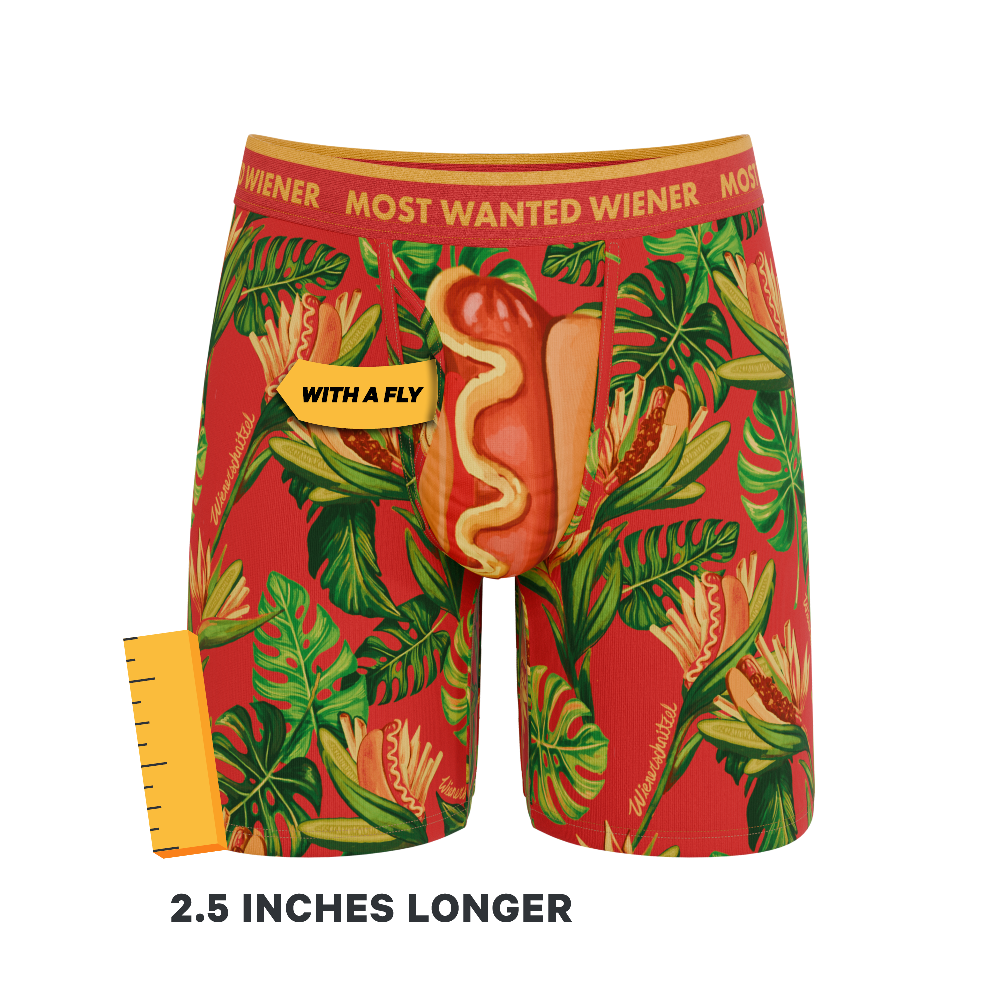 The Wiener In Paradise | Shinesty X Wienerschnitzel Tropical Ball Hammock® Boxer - Long Leg - Shinesty