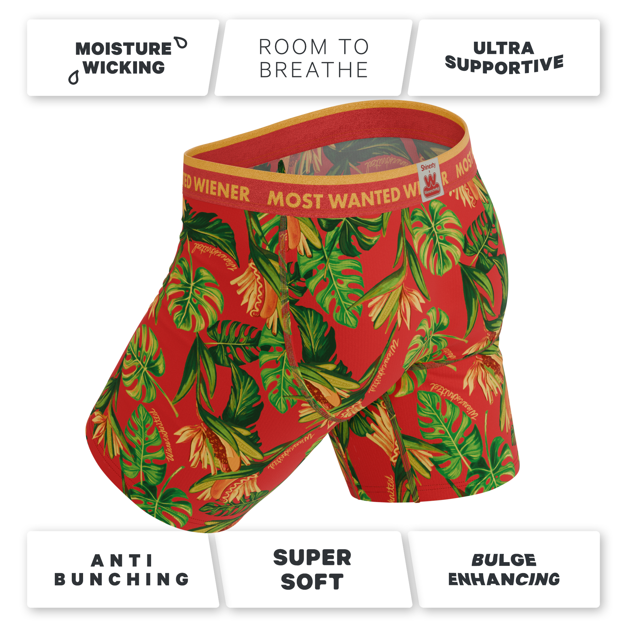 The Wiener In Paradise | Shinesty X Wienerschnitzel Tropical Ball Hammock® Boxer - Long Leg - Shinesty