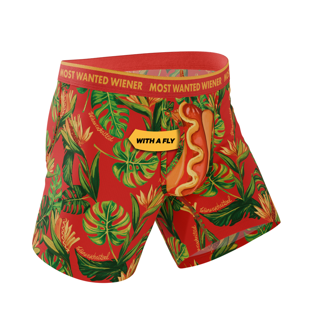 The Wiener In Paradise | Shinesty X Wienerschnitzel Tropical Ball Hammock® Pouch Underwear With Fly - Shinesty