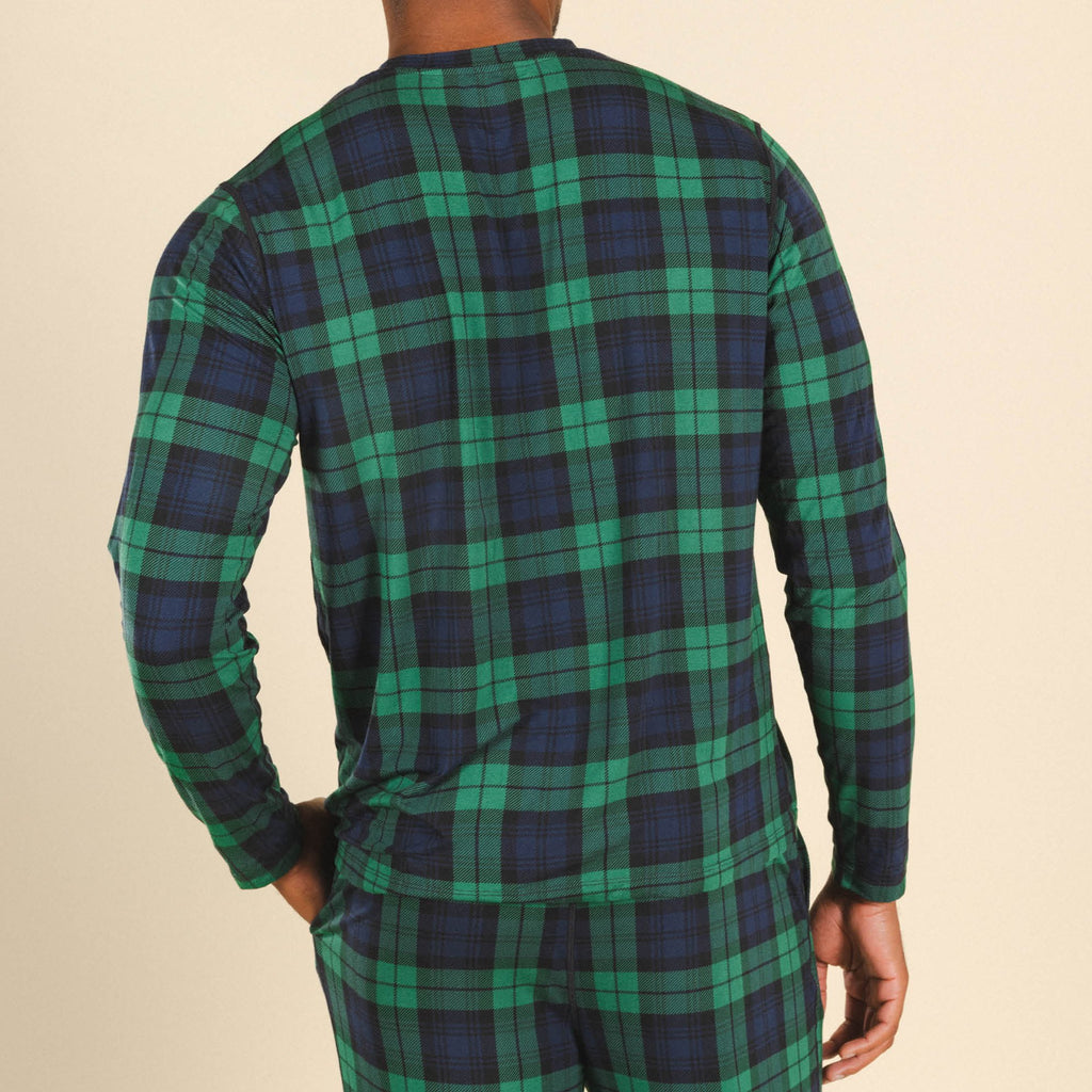 The Black Watch | Tartan Plaid SleepDeep™ Men’s Long Sleeve Pajama Shirt - Shinesty