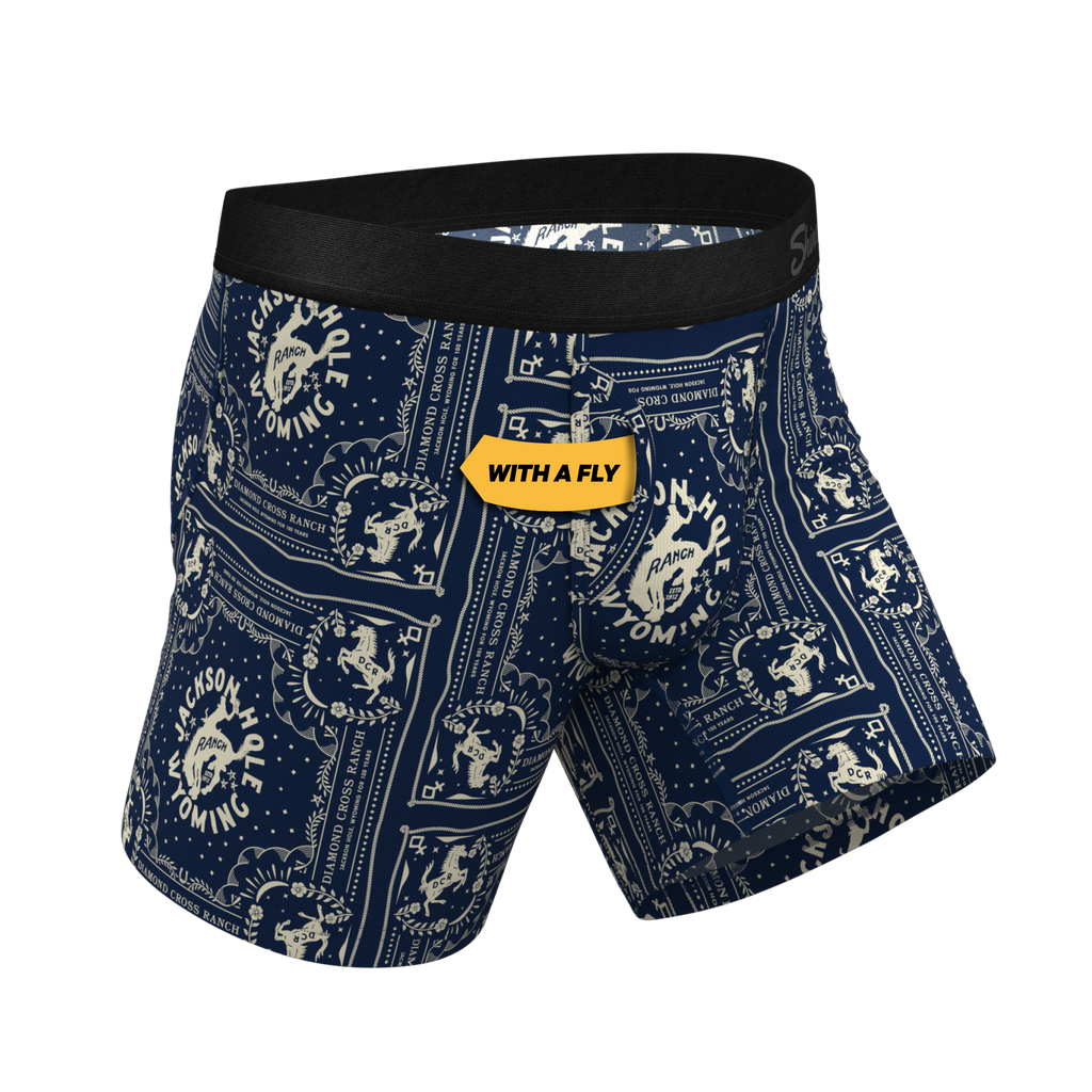 The Wrangle 'Em | Blue Bandana Shinesty x Diamond Cross Ranch Ball Hammock® Pouch Underwear With Fly - Shinesty