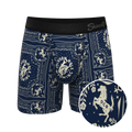 The Wrangle 'Em | Blue Bandana Shinesty x Diamond Cross Ranch Ball Hammock® Pouch Underwear With Fly - Shinesty