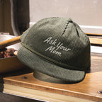The Ask Your Mom | Green Father's Day 5-Panel Corduroy Snapback Hat - Shinesty