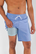The Belly Flop | Blue and Green Ball Hammock® Pouch 8" Swim Trunks - Shinesty