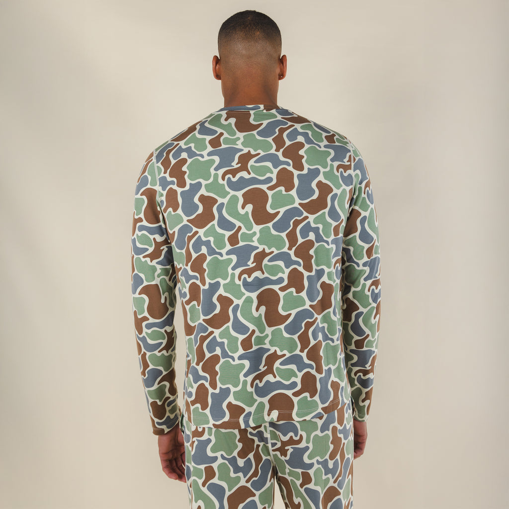The Blender | Grey Duck Camo SleepDeep™ Men’s Long Sleeve Pajama Shirt - Shinesty
