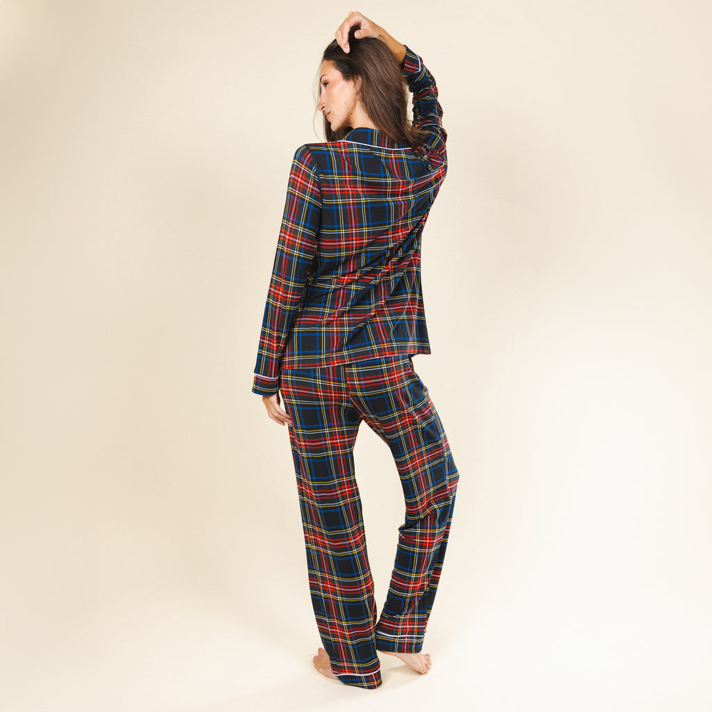 The Cappuccino | Holiday Tartan Plaid SleepDeep™ Women’s Long Sleeve Pajama Set - Shinesty
