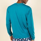 The Caspian Sea | Teal Blue SleepDeep™ Men’s Long Sleeve Pajama Shirt - Shinesty